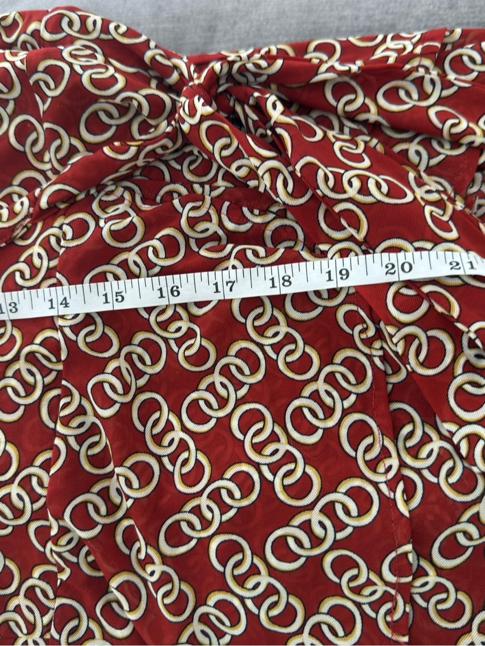 Cabi Burgundy Wrap Blouse with Chain Motif - Picture 7 of 8